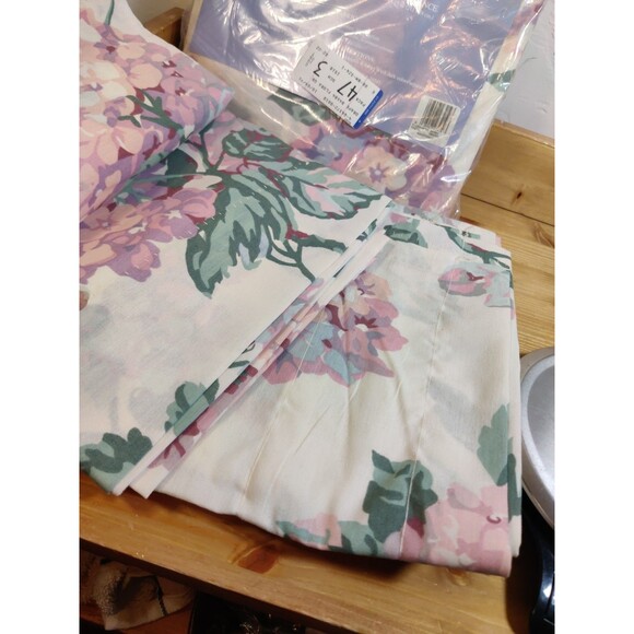 Vtg Dan River Floral Two Pair Rod Pocket Drapes 1 NOS 1 Open 84x84" - Picture 6 of 7